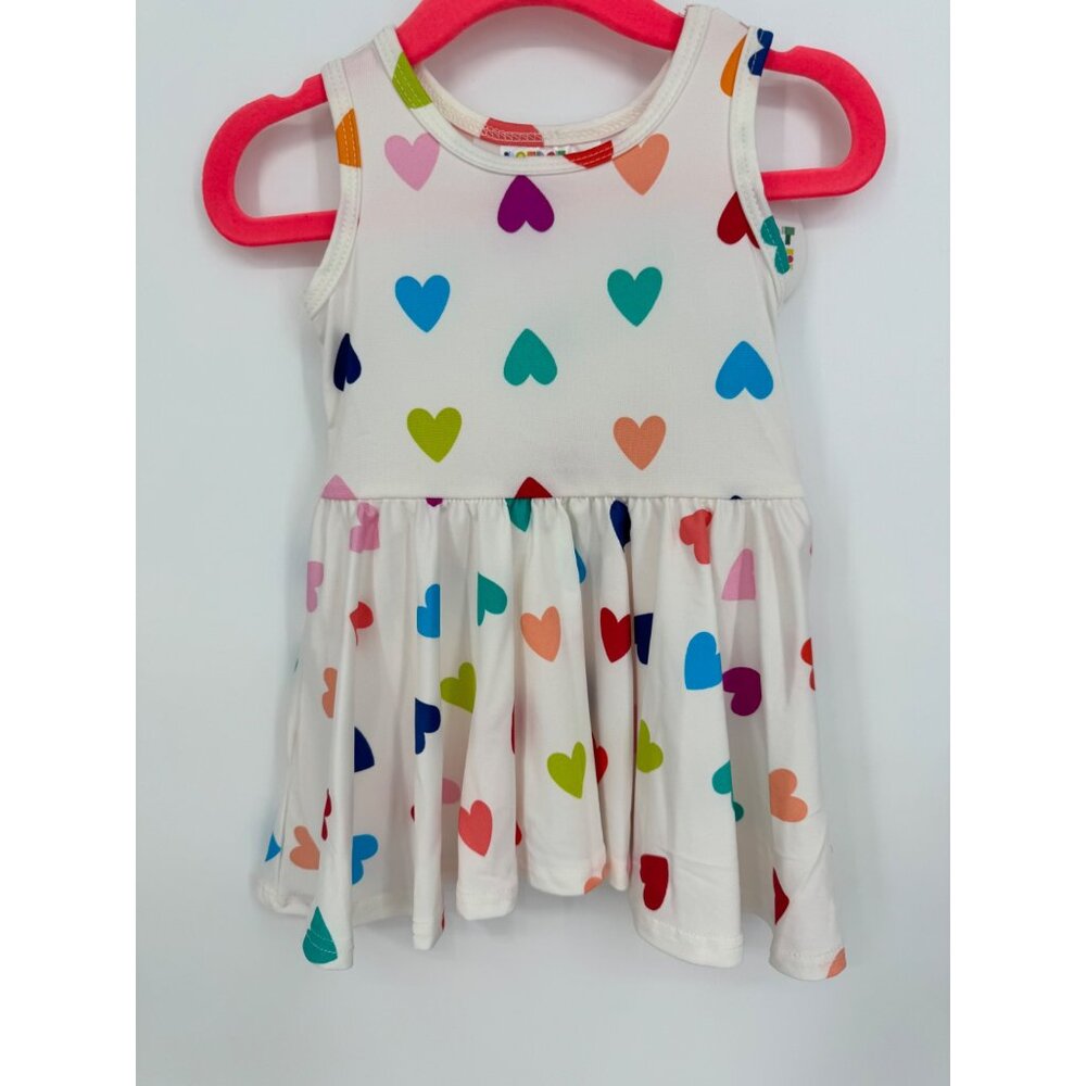 Dotdotsmile Girls Tank Dress Size 6/12 Months With Multi Color Hearts NWT
